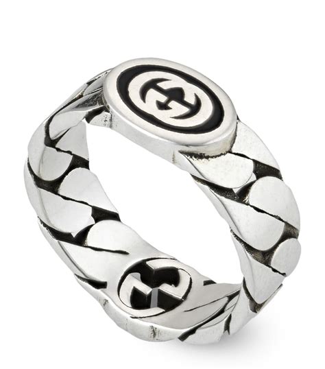 gucci silver rings|Gucci interlocking ring silver.